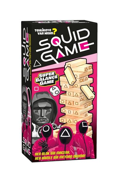 TOTTERİQ Squid Game Wooden Jenga Educational and Fun Balance Game 54 Pieces