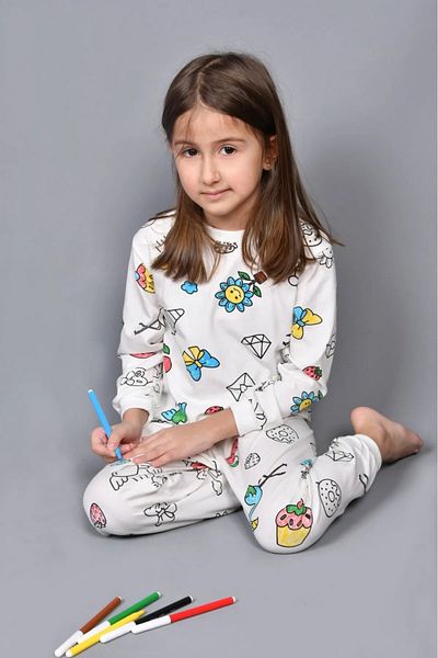 MİNİKO KİDS Set de pijamale din bumbac, personalizat, CARIOCA, care poate fi vopsit cu pixuri