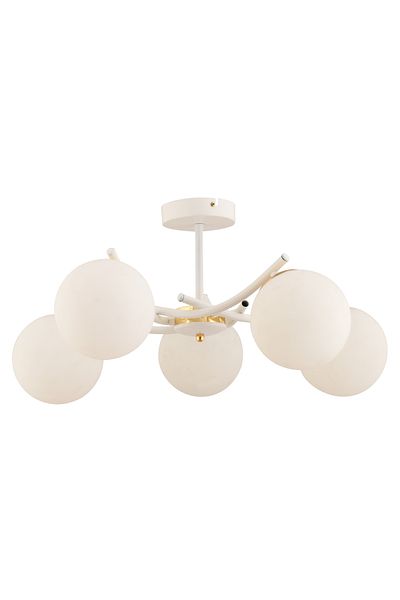 avimonaydınlatma Ferma 5-Piece White Glop Glass Modern Plafonier Chandelier Living Room Hall Bedroom