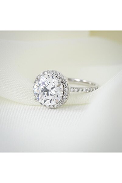 Mia Vento Effective Diamond 3 Karat Oval Gümüş Yüzük