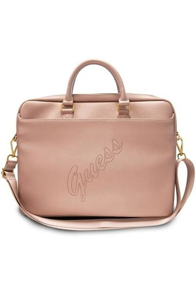 Guess Geanta pentru laptop, Guess, Saffiano Script, 16 inch, Roz