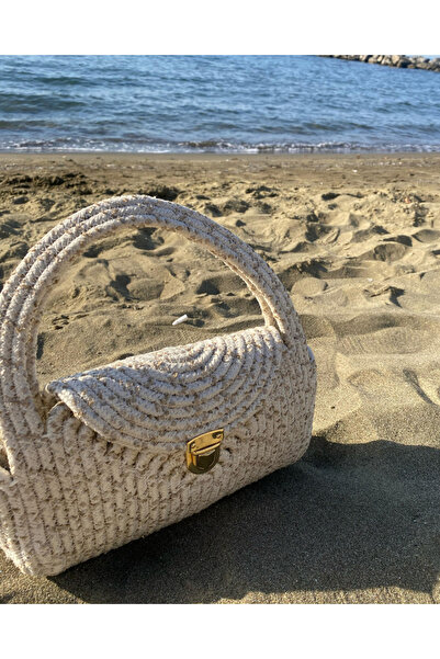 HomeTurko Жіноча сумка з джуту в стилі модерн з застібкою-кнопкою Clutch Bomeh Аксесуари