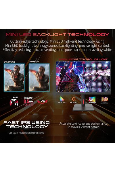 GAMEON GOML27QHD180IPS 27 inch Gaming Monitor, 2560x1440p 2K QHD, IPS, 180Hz, 0.5ms, 2.1 HDMI, PS5, Black