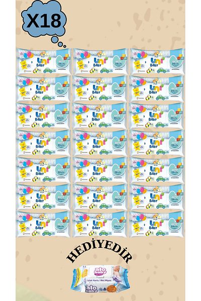 Uni Baby Baby Wet Wipes Active 24+ Months 936 Sheets (18X52) with Adhesive Cover