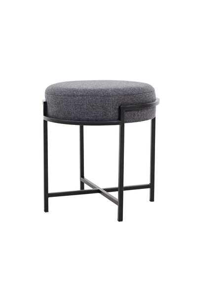 MUVA Concept Loop Puf Modern Tasarım Metal Siyah Ayaklı Gri Döşeme Tabure