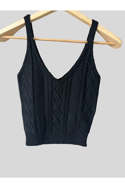 Damla Slim Fit Slim Fit V-Neck Strappy Knitted Crochet Undershirt