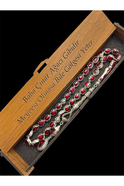 KANUNİ TESBİH Metal Red Enameled Rosary, Men's Rosary, Gift Rosary, Special Wooden Boxed Rosary, Special Rosary