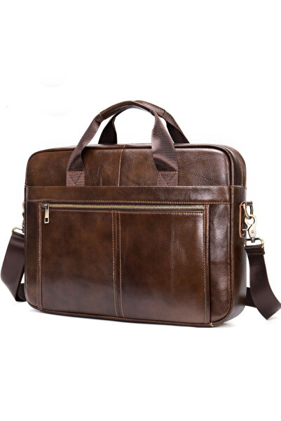 delis Men's briefcase, Carol GT1311, genuine leather, Brown