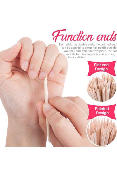 LA PERLA TECH 500 Pics Orange Wood Stick Cuticle Pusher Wooden Cuticle Remover with Double Sided