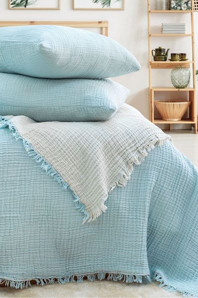 Natural Meet Maya Battal Size 100% Cotton Muslin Bedspread 230 X250 cm