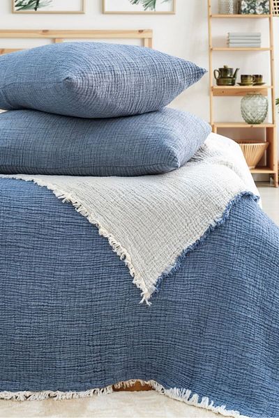 Natural Meet Maya Battal Size Two-Way 100% Cotton Muslin Bedspread 230X250 cm