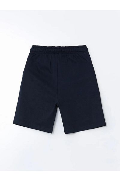 LC Waikiki Lcw Kids Navy Blue Elastic Waist Tokyo Printed Boys Shorts