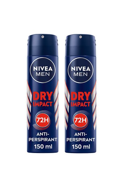 NIVEA بخاخ مزيل للتعرق للرجال، تأثير جاف، 150 مل، عبوة من قطعتين