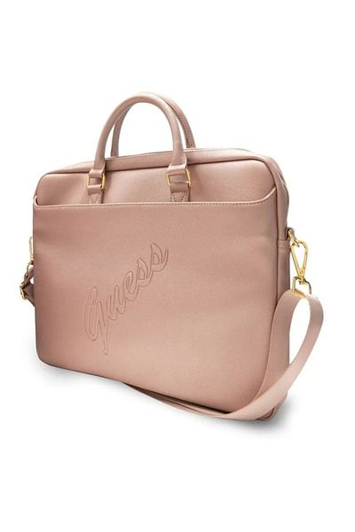 Guess Geanta pentru laptop, Guess, Saffiano Script, 16 inch, Roz