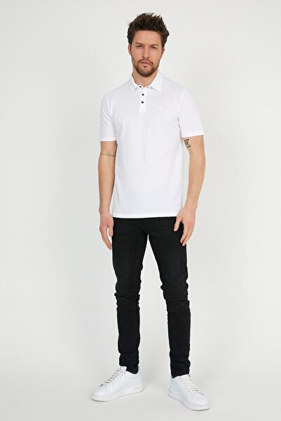 ENQUE Чоловічий базовий поло з прямим коміром, білий футболка