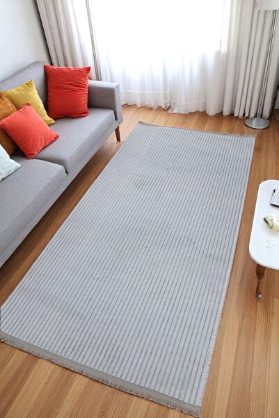 melian Relax with Fringe Non-Slip Based Cutting Embossed Living Room Hallway Kitchen Floor Ice Gray