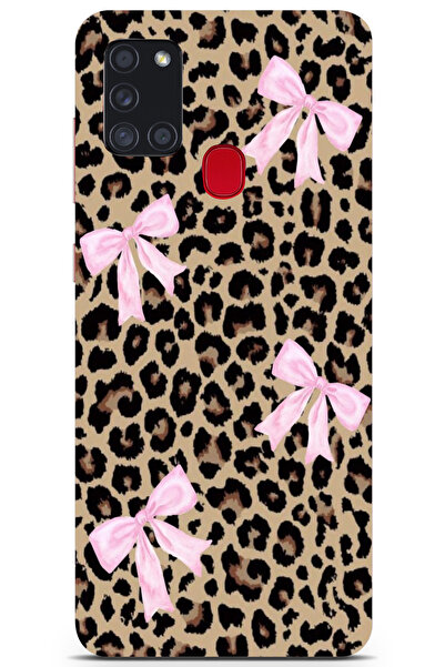 moonset Samsung Galaxy A21S Uyumlu Leopar ve Fiyonk Tasarımlı Baskılı Şeffaf ...