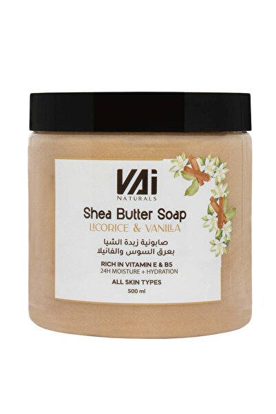vai naturals صابون زبدة الشيا المرطب - بنكهة عرق السوس والفانيليا، 500 مل