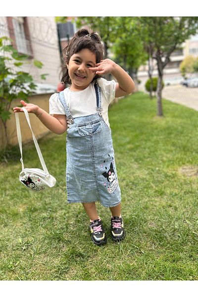 Zelhankids Rochie din denim pentru fete din 3 piese (inclusiv geanta)