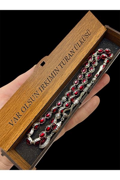 KANUNİ TESBİH Metal Red Enameled Rosary, Men's Rosary, Gift Rosary, Special Wooden Boxed Rosary, Special Rosary