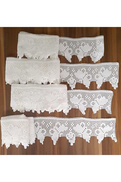 İyisini İstersen Hand-Knitted Table Cover Edge, Sheet Edge, Curtain Edge Multi-Purpose Four Pieces Edge Laces
