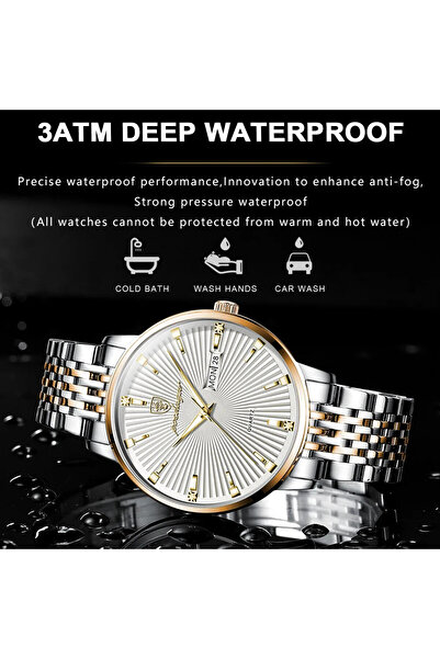 POEDAGAR Ανδρικό Ρολόι Cs1412, Ανοξείδωτο Ατσάλι, Ασημί, Λευκό Καντράν