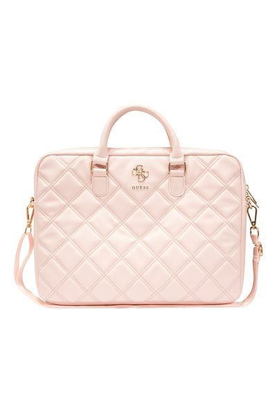 Guess Geanta laptop Guess Quilted 4G, piele ecologica ,16” roz