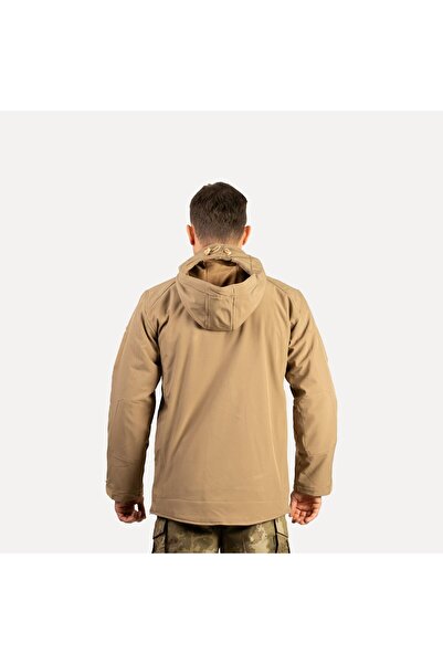 Wolftrap Tactical Beige Softshell Coat 2036 Hooded 5 Pocket Water and Windproof Coat