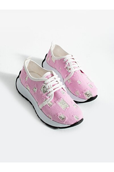 ALEMDAR AYAKKABI SPARK Pembe Kot Işıltılı Kadın Sneakers