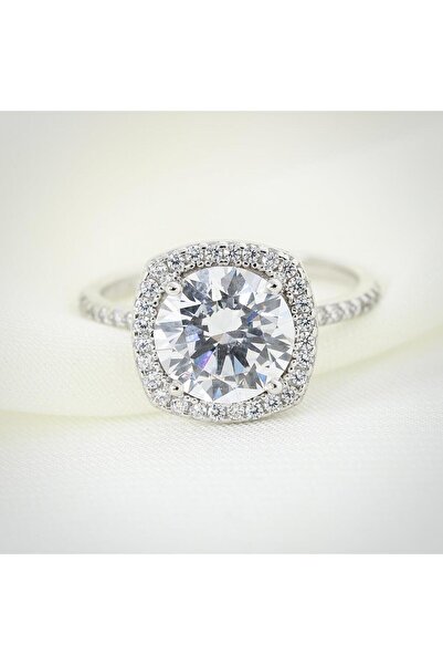 Mia Vento Effective Diamond Yeni 3 Karat Oval Gümüş Yüzük