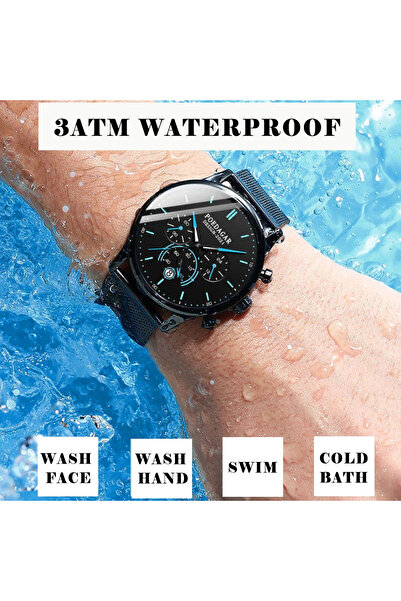 POEDAGAR Ανδρικό Ρολόι Cs1462, Ανοξείδωτο Ατσάλι, Μαύρο, Μαύρο-κίτρινο Καντράν