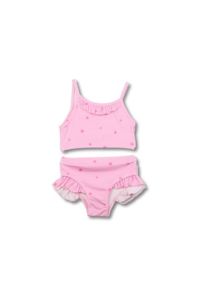 AyCaTa Girl's Star Patterned Pink Swimsuit Bikini Set