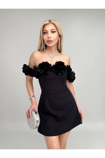 Zoe Zoe Rose Detailed Atlas Fabric Midi Dress