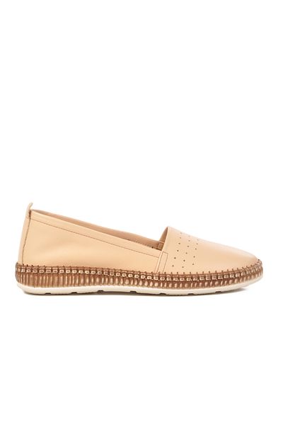 Bulldozer Beige Genuine Leather Women's Casual Shoes 231747   Z