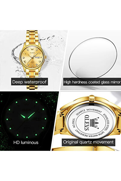 OLEVS Ceas De Dama Cs1695, Otel Inoxidabil, Argintiu-auriu, Cadran Albastru