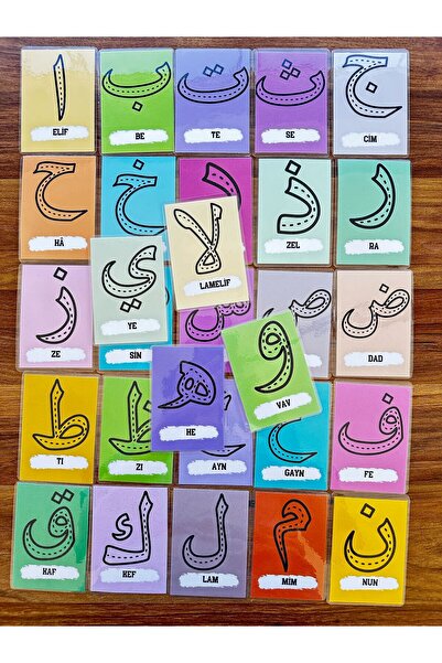 Renkli Zeka الحروف العربية ̇ أنا أتعلم Eli̇f Be Te Se Cards (غير قابلة للتلف)