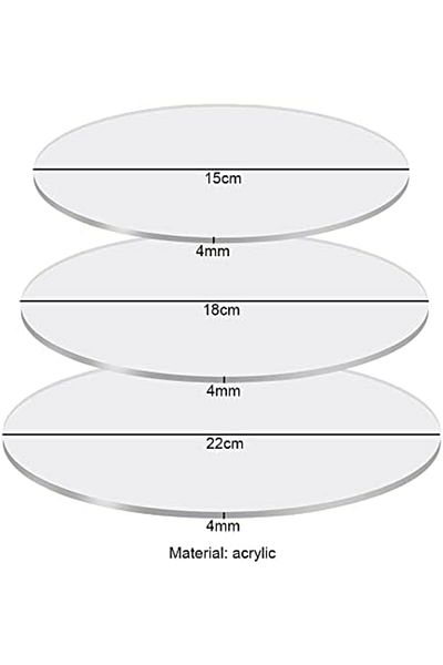 Generic Acrylic Circle, 3 Pcs, Round Transparent Plate for Painting, Cake Stand, DIY Displays (15, 18, 22cm)
