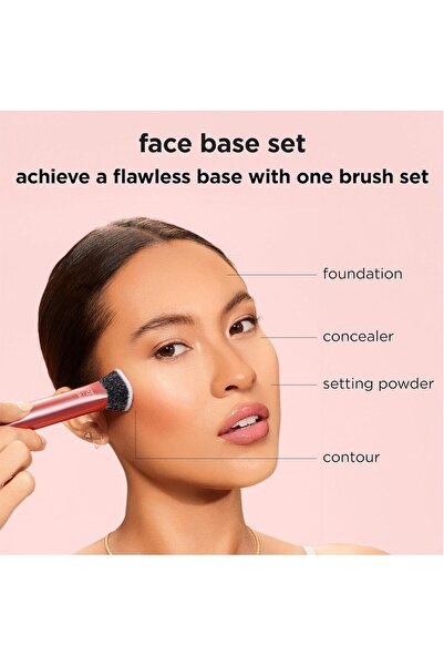 Real Techniques REAL TECHNIQUES Face Base Makeup Brush Kit, For Concealer, Foundation, & Contour, Works With Liquid,