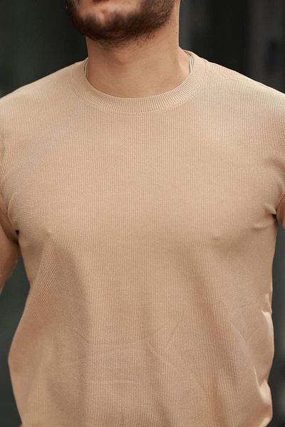 JACK CAPRİO Ανδρικό μπλουζάκι με λαιμόκοψη Crew Neck Νέα Σεζόν Κανονική Lycra Polyamide