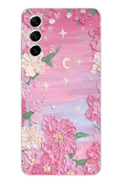 moonset Samsung Galaxy S21 FE Uyumlu Pastel Çiçekler Tasarımlı Baskılı Şeffaf...