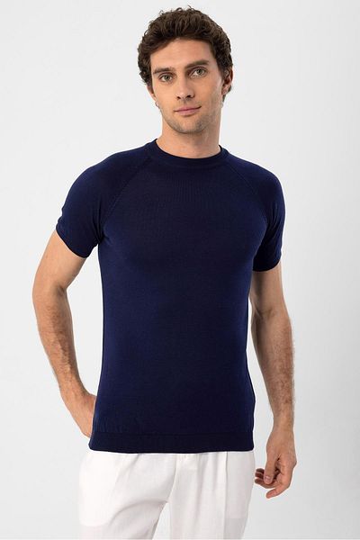 Antioch Navy Blue Crew Neck Knitwear T-Shirt