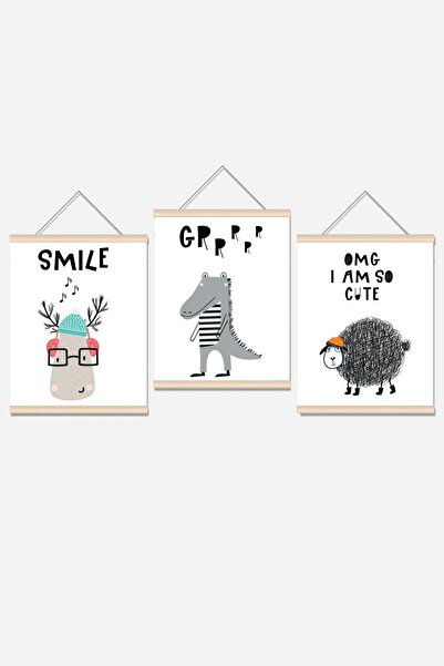 Morfil Sanat Atölyesi Cute Animals Κρεμαστό Σετ Παιδικού Δωματίου Καμβάς Αφίσ...