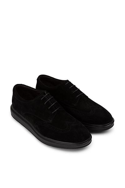 Deery Γνήσια Suede Black Comfort Casual Ανδρικά Παπούτσια