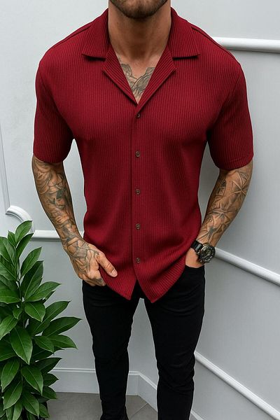 LC Waikiki Short Sleeve Summer Premium Quality Waffle Fabric Men's Shirt New Model - Non-Ironing