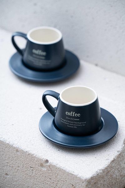 ACAR 7459 Blush 2 Piece Coffee Cup Set Navy Blue