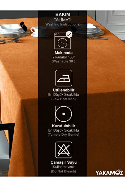 Yakamoz ORANGE VELVET TOUCH SERIES WITH VELVET TEXTURE TABLE COVER