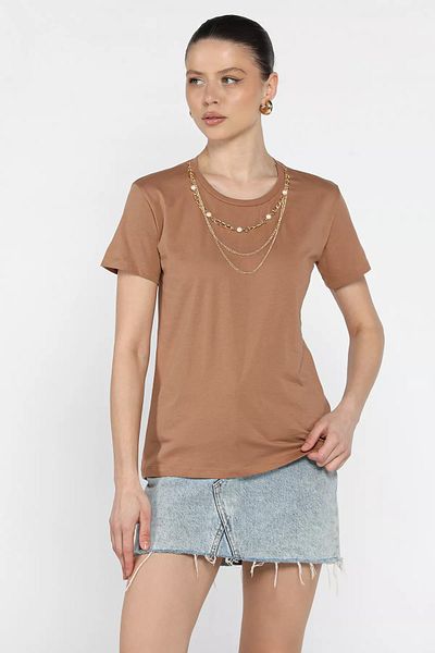 GÜLSELİ Μπισκότο Γυναικείο Αξεσουάρ Crew Neck T-Shirt