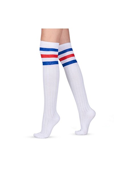 Go With 3'lü Kadın Beyaz Siyah Renkli Likralı Çemberli Uzun Dizüstü Çorap 2375