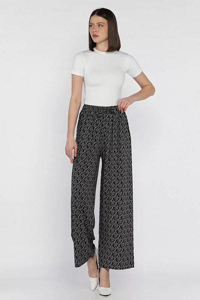 GÜLSELİ Women's Black Patterned Viscose Hiking Pants
