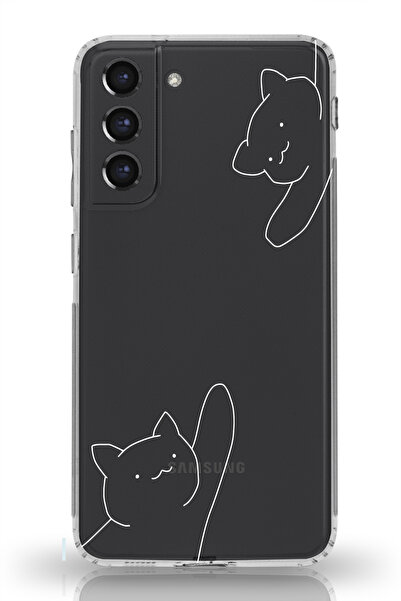 moonset Samsung Galaxy S21 FE Uyumlu Kediler Tasarımlı Baskılı Şeffaf Telefon...
